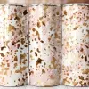 Three Pink And Gold Patterned Tumblers.