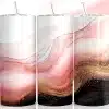 Pink Gold Wave Tumbler Wrap Design Featuring Flowing Alcohol Ink Ribbons In Blush, Mauve, And Black With Metallic Gold Splatter Accents