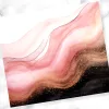 Abstract Painting In Pink, Gold, And Black With Flowing, Wave-Like Patterns.