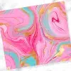 Abstract Pink, Teal, And Gold Marbled Artwork.