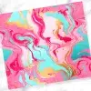 Abstract Pink, Teal, And Gold Marble Design.