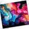 Abstract Alcohol Ink Painting In Shades Of Pink, Blue, And Orange.