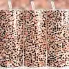 Pink Brown Dot Tumbler Wrap Design Featuring Abstract Spotted Pattern Of Brown, White, And Black Dots On A Blush Pink Background