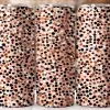 Three Tumblers With A Pink Background And A Pattern Of Brown, Black, And White Polka Dots.