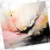 Abstract Painting In Shades Of Pink, Gray, Black, And Gold.