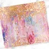 Abstract Painting In Pink, Purple, Blue, And Gold.