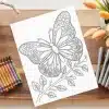 Floral Butterfly Coloring Page - Free Printable Aesthetic Adult Coloring Sheet With Intricate Flower Patterns On Wings