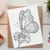 Intricate Line Drawing Of A Butterfly On A Flower.