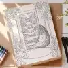 A Coloring Page Depicting A Cozy Reading Nook With A Hanging Chair And Bookshelf.