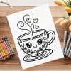 Cute Cartoon Teacup Coloring Page.