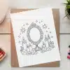 A Coloring Page Depicting An Ornate Mirror Surrounded By Candles And Crystals.