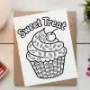 Coloring Page Of A Cupcake With Sprinkles And A Cherry On Top.