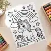 Unicorn Rainbow Pot Of Gold Coloring Page - Free Printable Aesthetic Coloring Sheet Of A Unicorn With Rainbow And Gold