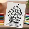 A Coloring Page Featuring A Cupcake With A Cherry On Top.