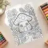 Fairy House Snails Flowers Coloring Page - Free Printable Aesthetic Coloring Sheet Of A Mushroom Fairy House With Snails And Flowers
