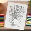 Line Drawing Of A Hand Holding A Bouquet Of Flowers.