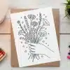 Line Drawing Of A Hand Holding A Bouquet Of Flowers.