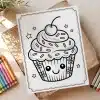 A Coloring Page Featuring A Cute Cupcake With A Cherry On Top.