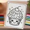 A Coloring Page Featuring A Cute Cupcake With A Cherry On Top.