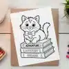 A Cute Kitten Wearing A Bow Tie Sits On Top Of A Stack Of Books Titled Adventure, Mystery, And Dreams.