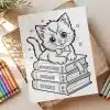 A Cute Kitten Wearing A Bow Tie Sits On A Stack Of Books.