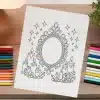 A Coloring Page Featuring An Ornate Mirror Surrounded By Candles And Crystals.