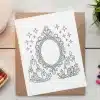 Coloring Page Depicting An Ornate Mirror Surrounded By Candles And Crystals.