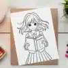 Free Manga Girl Reading Coloring Page - Printable Adult Coloring Sheet Of Anime Girl With Book