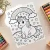 Rainbow Unicorn Free Coloring Page - Printable Kids Coloring Sheet With Unicorn And Rainbow