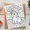 A Coloring Page Featuring A Cute Unicorn Sitting Under A Rainbow.