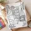 A Drawing Of A Chair And A Hammock On A Piece Of Wood