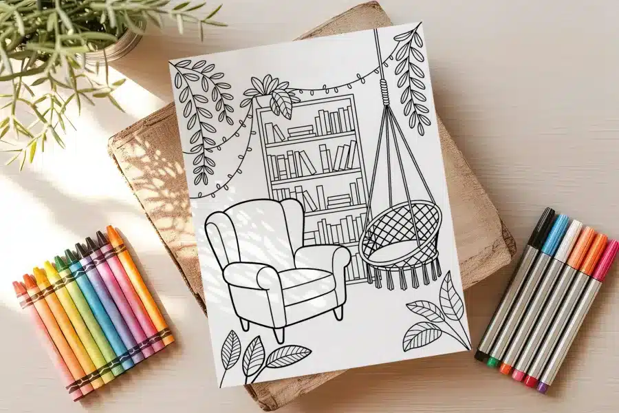 A Drawing Of A Chair And A Hammock On A Piece Of Wood