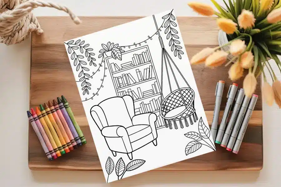 A Drawing Of A Chair And A Hammock On A Table