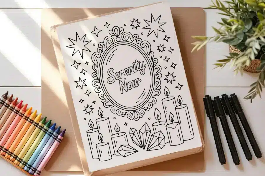 A Coloring Book With A Picture Of Candles And Stars