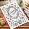 A Coloring Book With A Picture Of Candles And A Few Colored Pencils