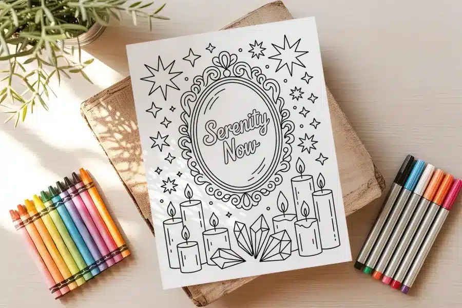 A Coloring Book With A Picture Of Candles And Stars