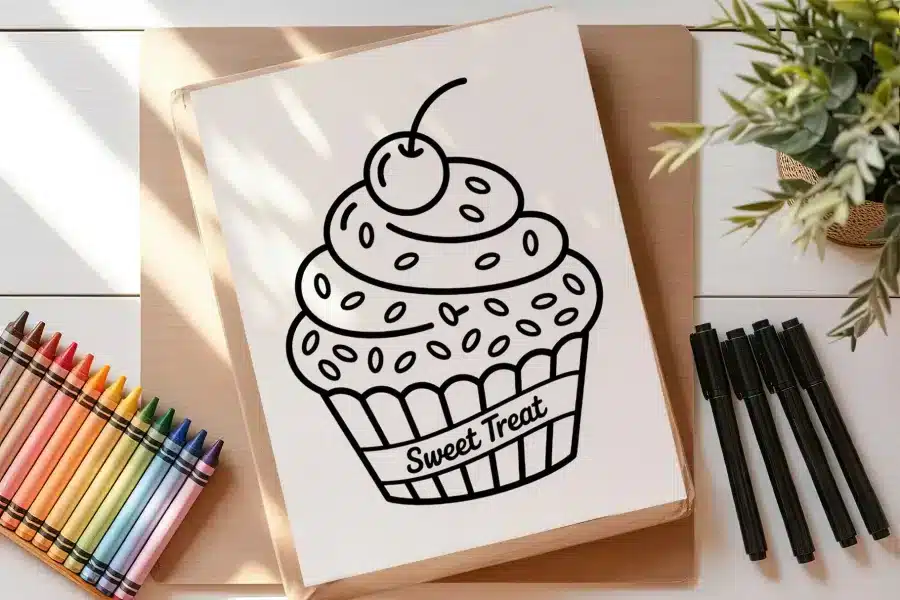 A Drawing Of A Cupcake On A Piece Of Paper