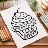 A Coloring Book With A Cupcake And Cherry On Top Of It