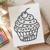 A Drawing Of A Cupcake On A Piece Of Paper