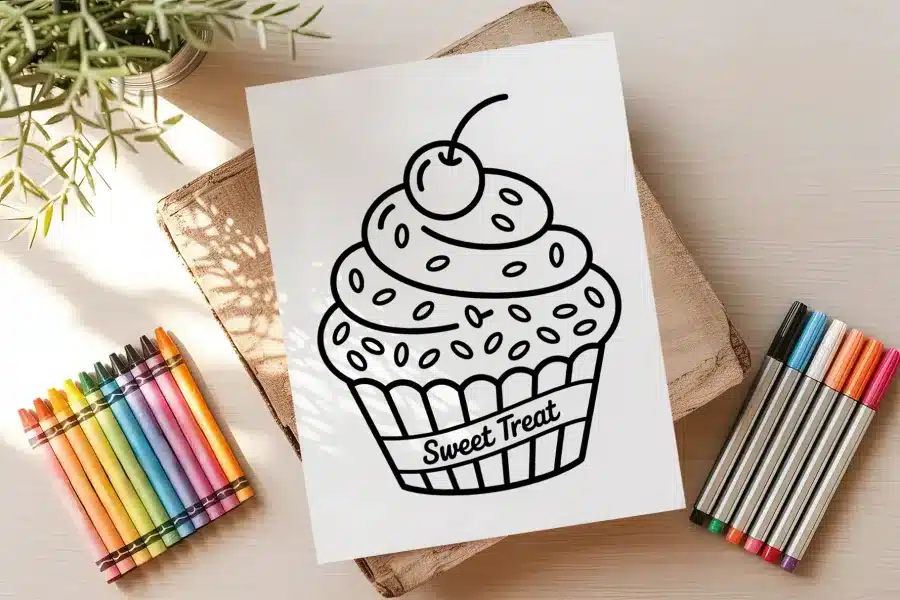 A Drawing Of A Cupcake On A Piece Of Paper