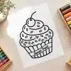 Simple Cupcake Free Coloring Page - Printable Kids Coloring Sheet With Cupcake And &Quot;Sweet Treat&Quot; Text