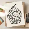 A Drawing Of A Cupcake On A Piece Of Paper