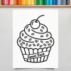 A Drawing Of A Cupcake With A Cherry On Top