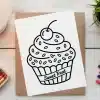 A Drawing Of A Cupcake On A Brown Card