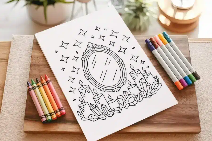 A Coloring Book With A Picture Of Candles And Stars