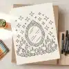 A Coloring Page Featuring An Ornate Mirror Surrounded By Candles And Crystals, With Stars In The Background.