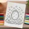 Coloring Page Depicting An Ornate Mirror Surrounded By Candles And Crystals Under A Starry Sky.