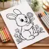 A Coloring Book With A Bunny And Flowers