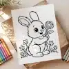 A Drawing Of A Rabbit Holding A Flower