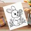 A Drawing Of A Rabbit Holding A Flower